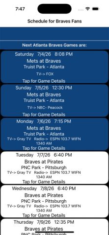 Schedule for Braves fans для iOS — скриншот 5