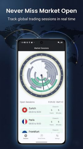 Stock Market Hours Clock для Android — скриншот 1