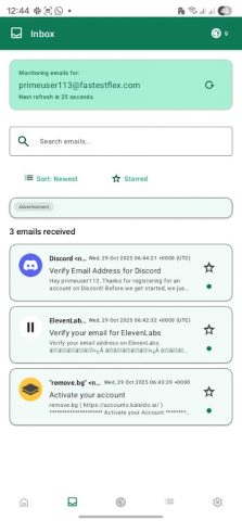 Temp Mail: Burner Email Inbox для Android — скриншот 1