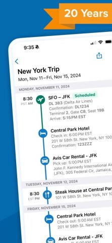 TripIt: Travel Planner для iOS — скриншот 1