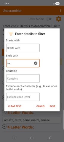 Unscrambler для Android — скриншот 2