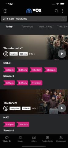 VOX Cinemas App для iOS — скриншот 1