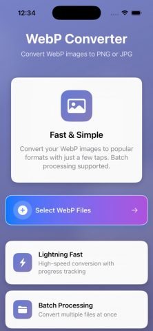 WebP to PNG & JPEG Converter для iOS — скриншот 1