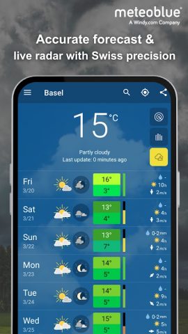 meteoblue weather & radar maps для Android — скриншот 1