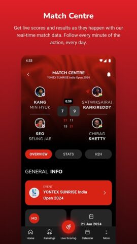 Badminton4U для Android — скриншот 4