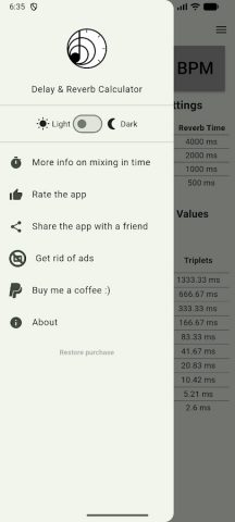 Delay & Reverb Calculator для Android — скриншот 2
