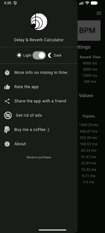 Delay & Reverb Calculator для Android — скриншот 4