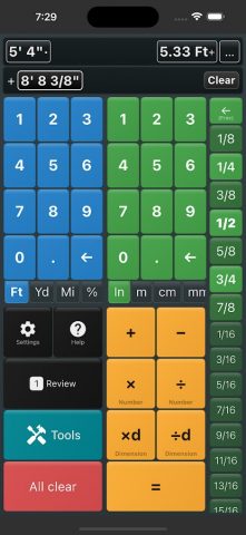 Feet & Inch Construction Calc для Android — скриншот 1