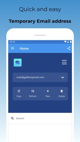 GetTempMail — Временная почта для Android — скриншот 1