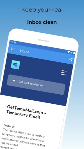 GetTempMail — Временная почта для Android — скриншот 3