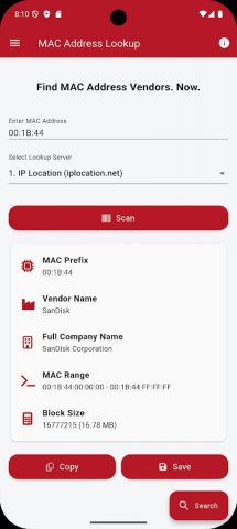 Mac Address Lookup для Android — скриншот 1