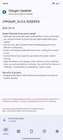Oxygen Updater для Android — скриншот 2