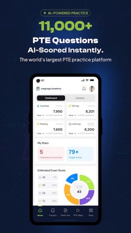 PTE Exam Practice & Mock Tests для Android — скриншот 1