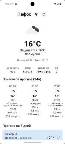 Прогноз погоды на неделю для Android — скриншот 2