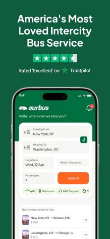 Ride with OurBus App для iOS — скриншот 1