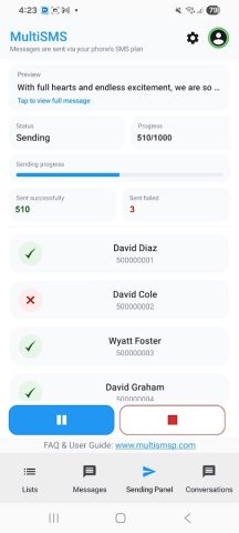 SMS-рассылки и групповые SMS для Android — скриншот 1