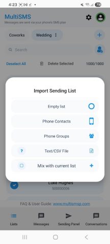 SMS-рассылки и групповые SMS для Android — скриншот 4