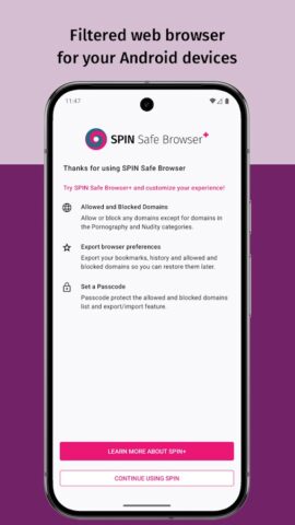 SPIN Safe Browser: Web Filter для Android — скриншот 1