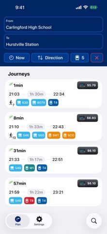 Trip Planner — Transport NSW для iOS — скриншот 1