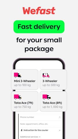 Wefast: Parcel Delivery App для Android — скриншот 1