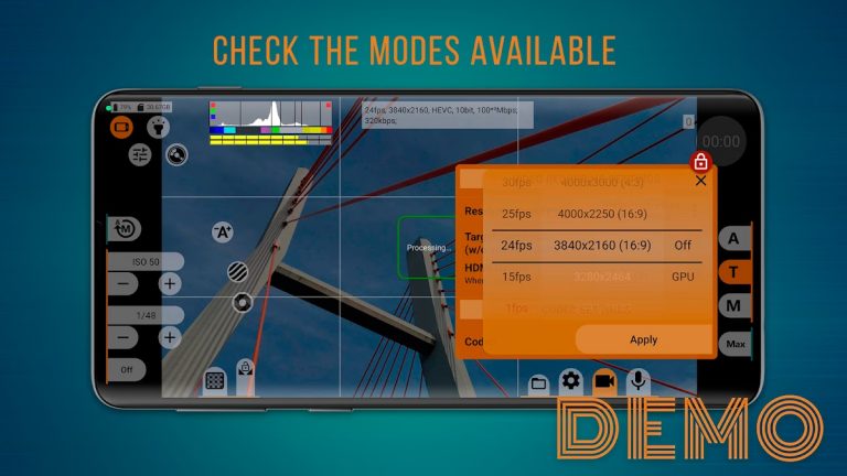 mcpro24fps demo — видеокамера для Android — скриншот 5