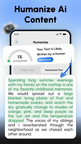очеловечить текст AI Humanizer для Android — скриншот 2