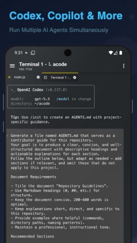 Acode — Terminal & AI Coding — скриншот 3